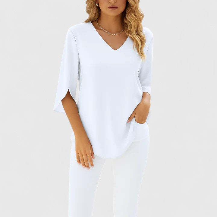 Violetta™ | Blusa V-Neck Sofisticata