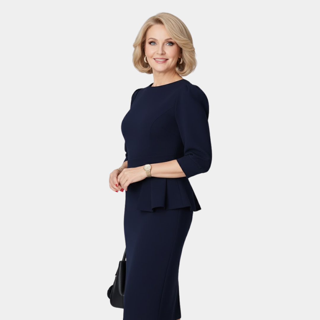 Claudine Bloom | Abito Midi con Rouches Raffinato