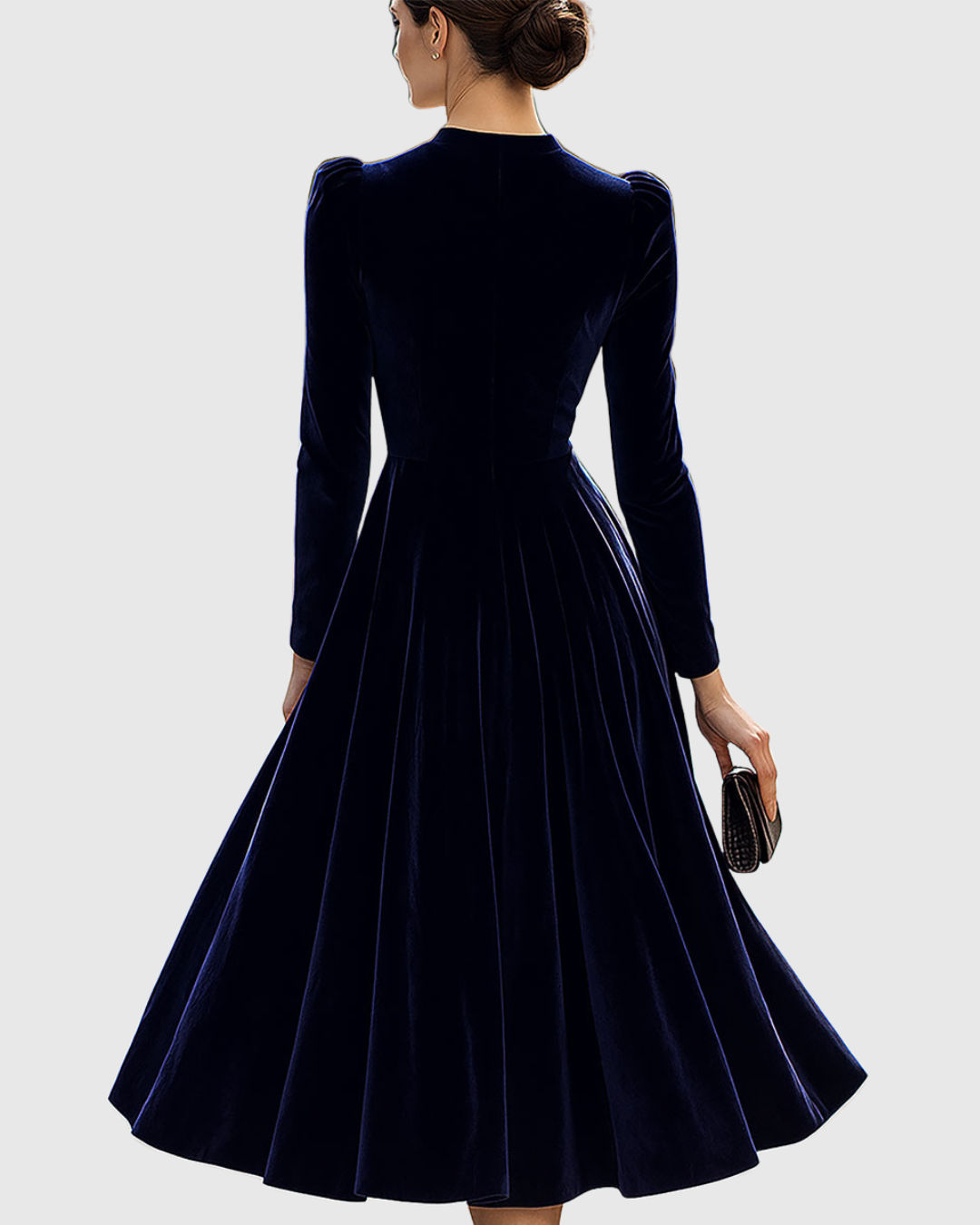 Sibella | Abito midi navy a maniche lunghe