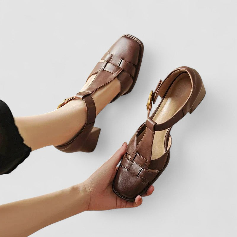 Elyxiana | Tacchi a blocco ortopedici con cinturino a T