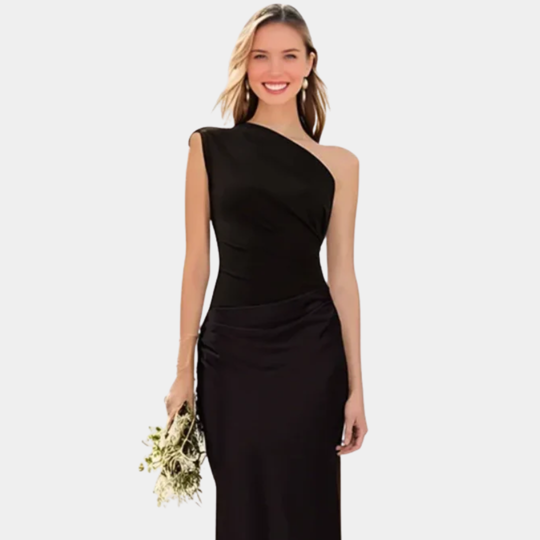 Aleida | Abito Maxi in Satin a Spalla Unica