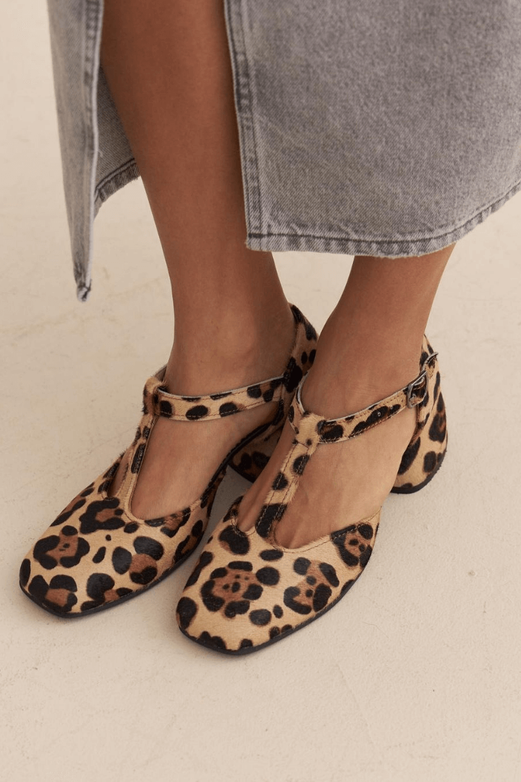 Gianna | Tacchi a Blocco T-Strap Leopardo