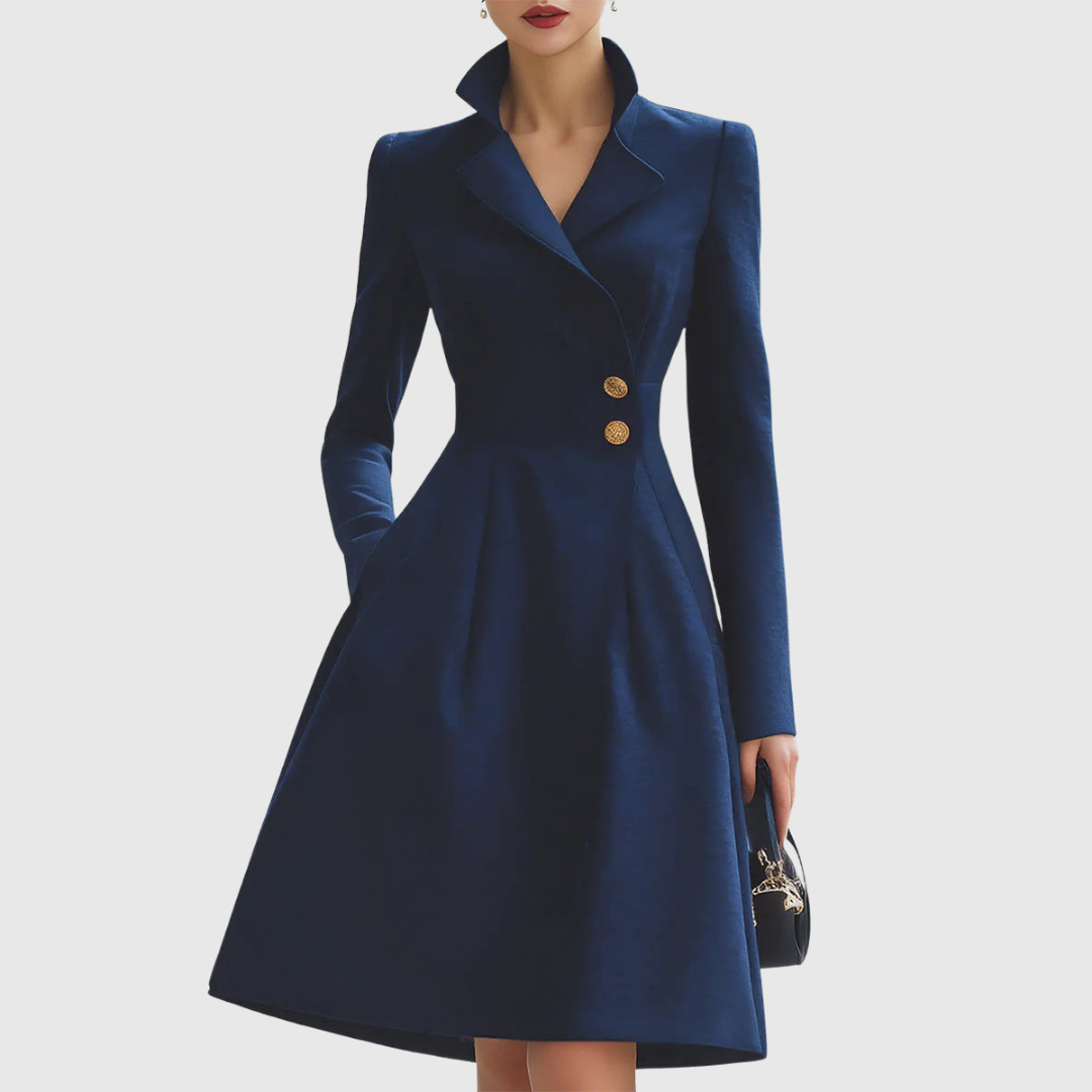 Eleanor | Cappotto Vestito Aderente Blu Navy
