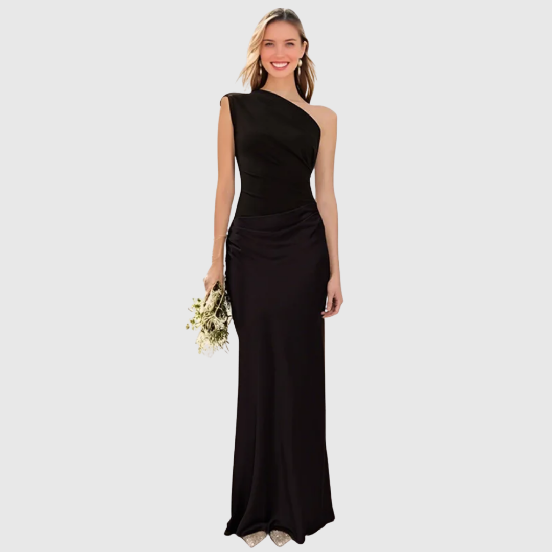 Aleida | Abito Maxi in Satin a Spalla Unica