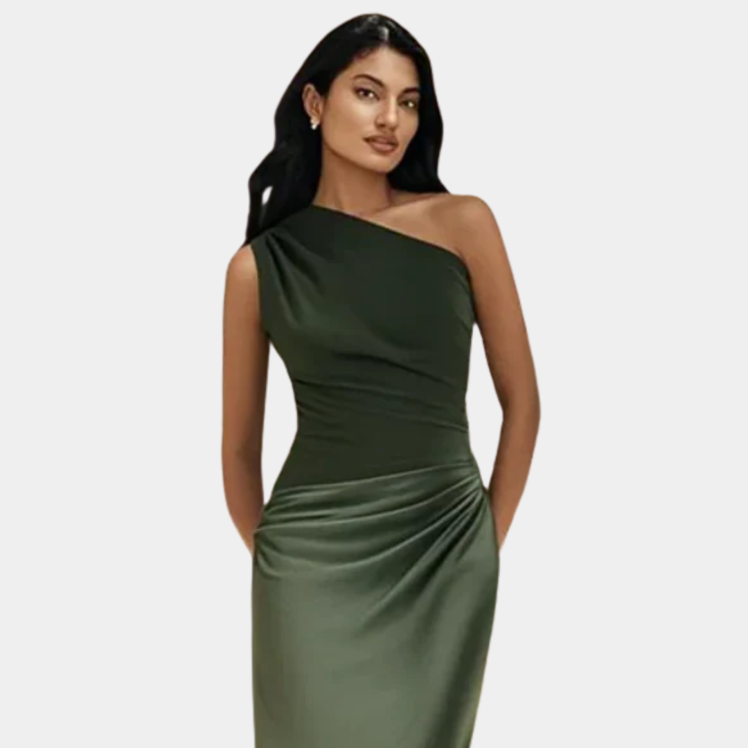 Aleida | Abito Maxi in Satin a Spalla Unica