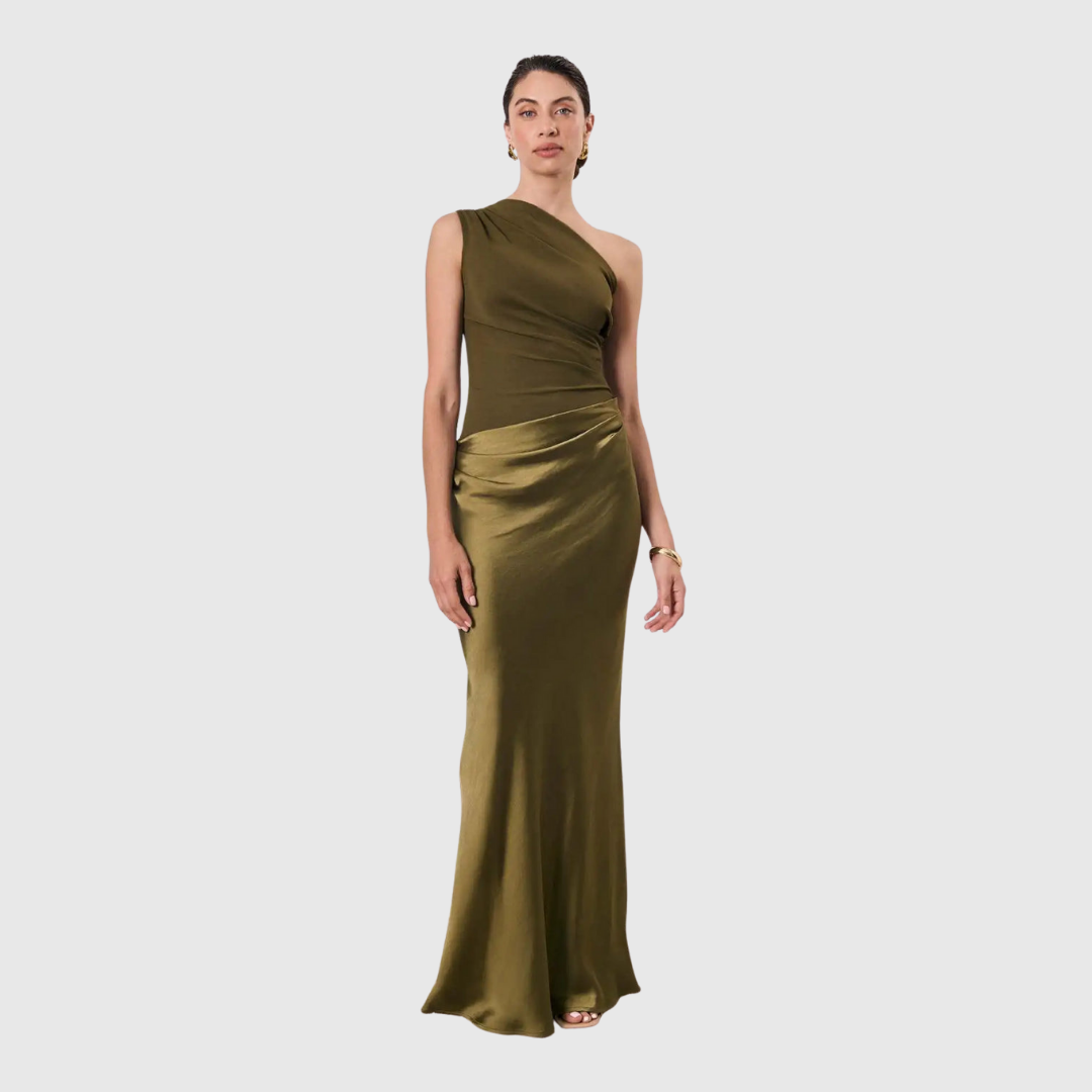 Aleida | Abito Maxi in Satin a Spalla Unica