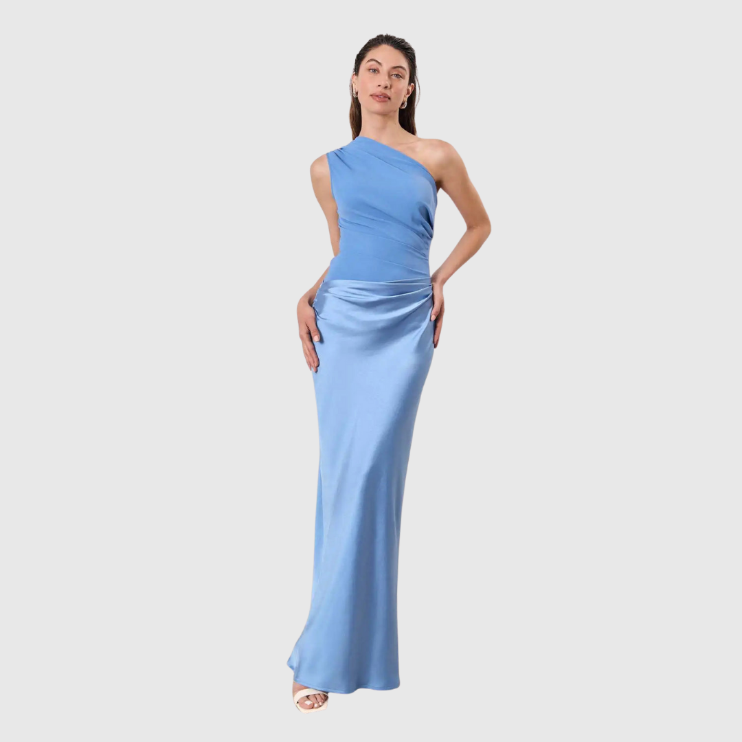 Aleida | Abito Maxi in Satin a Spalla Unica