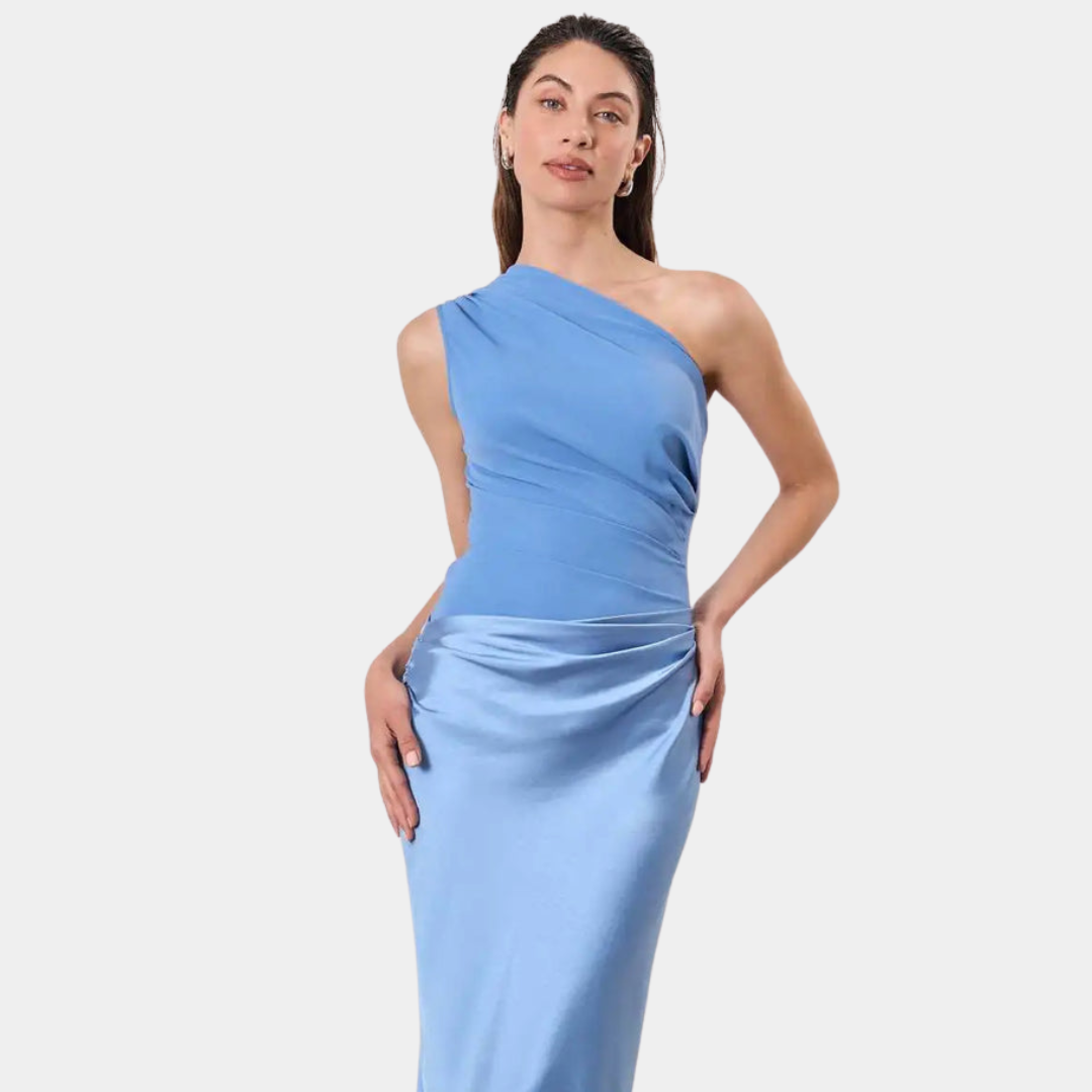 Aleida | Abito Maxi in Satin a Spalla Unica