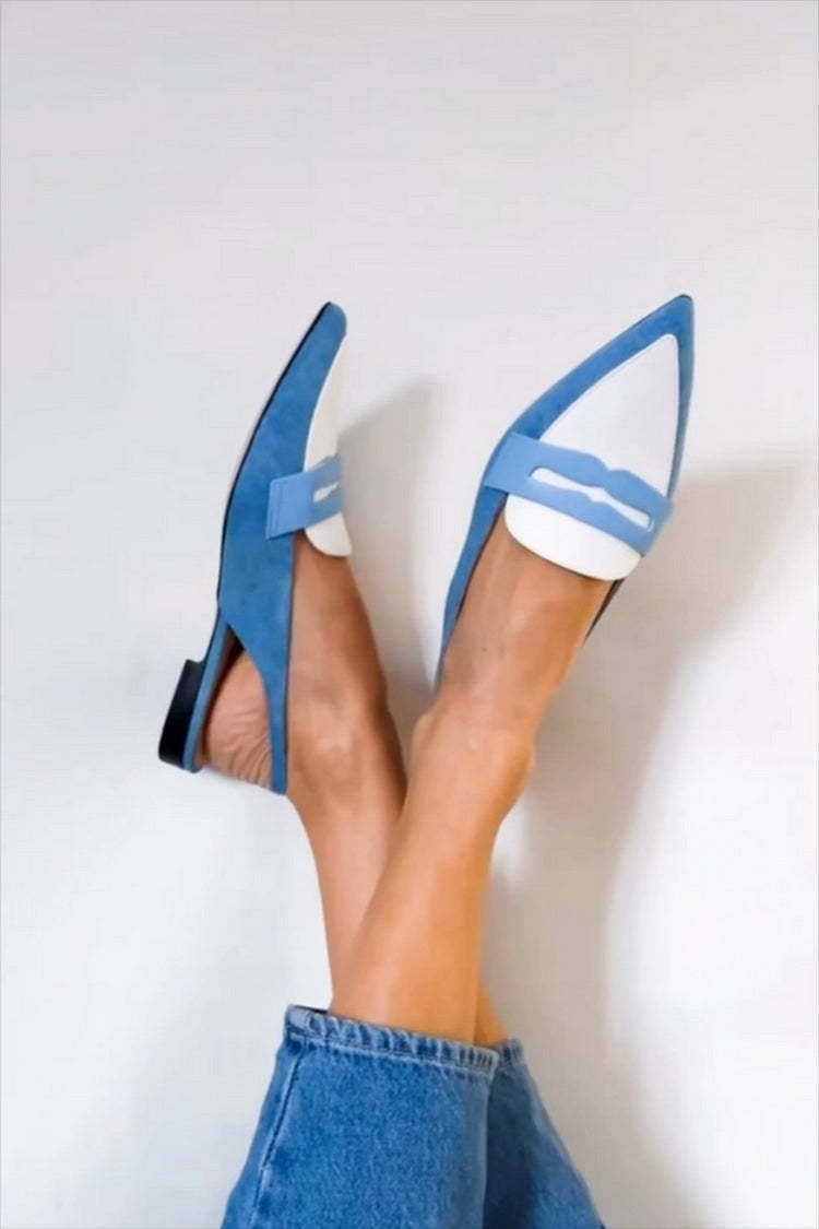Jacqueline | Mocassini Blu con Tacco Slingback